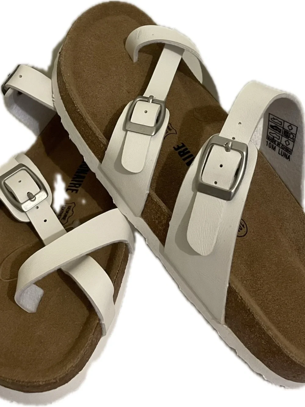Cushionaire Luna Cork White Strappy Sandals Size 10 w/Dust Spot - Picture 8 of 12